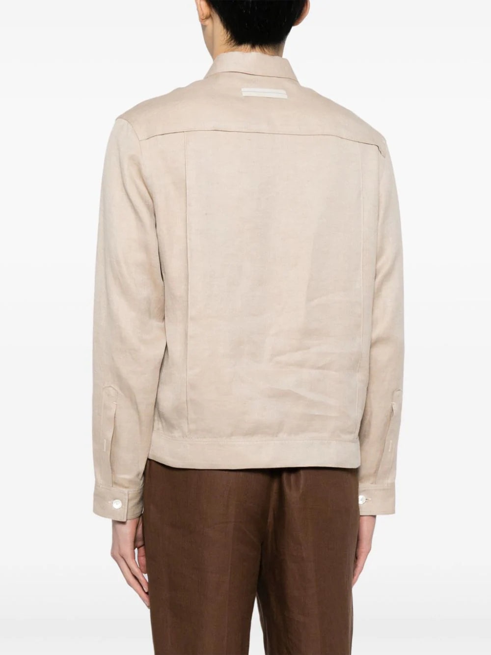 SPREAD-COLLAR LINEN JACKET - 4