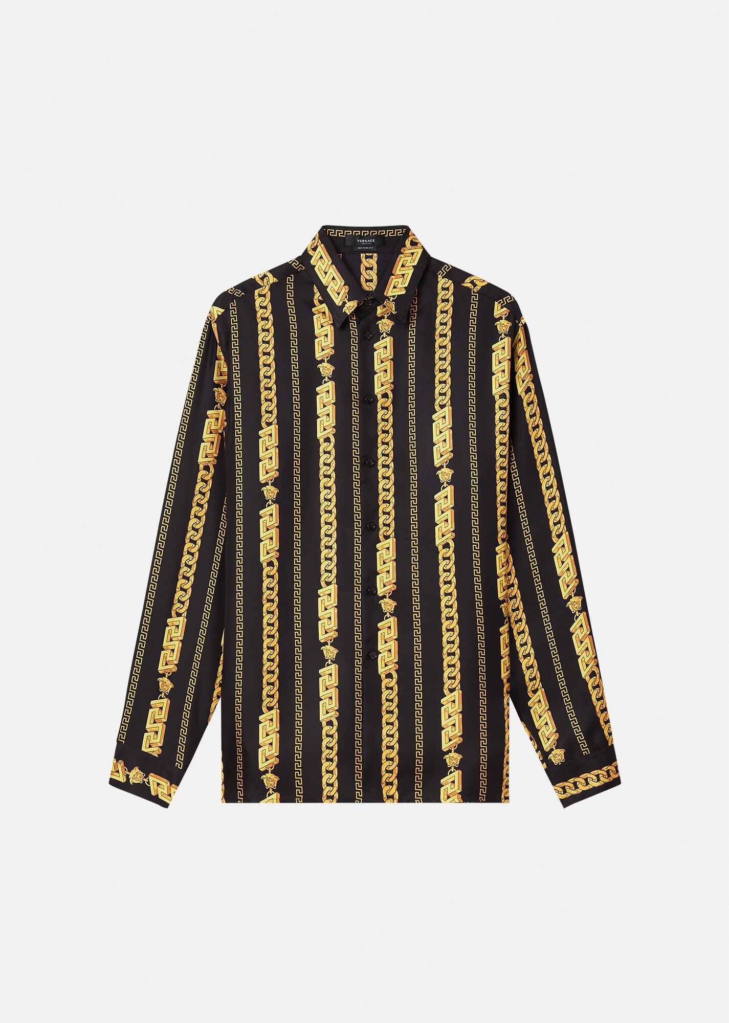 Chain Pinstripe Silk Shirt - 1