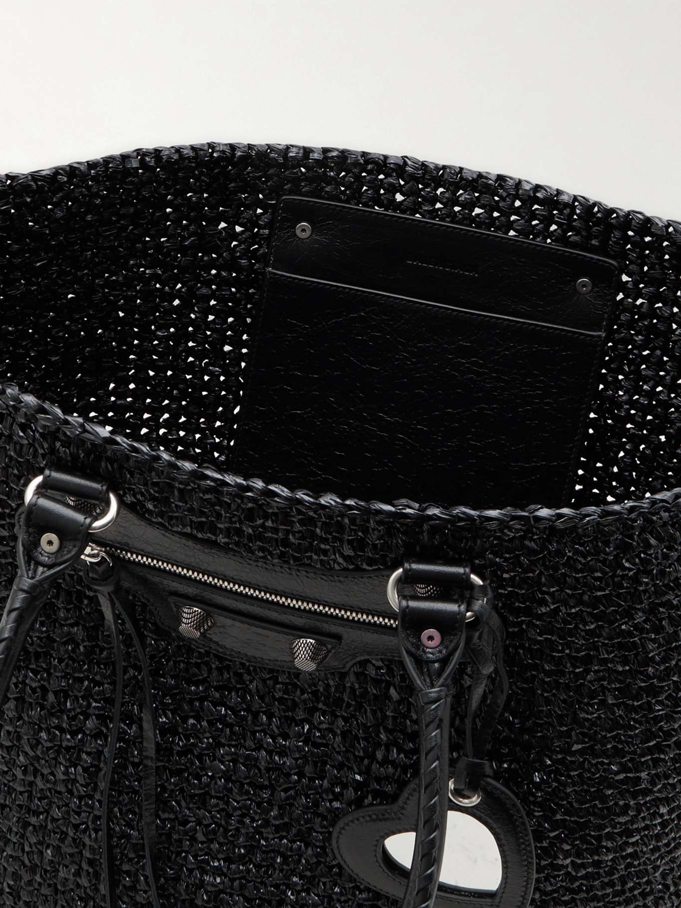 Le Cagole Panier embellished woven patent-leather tote - 5