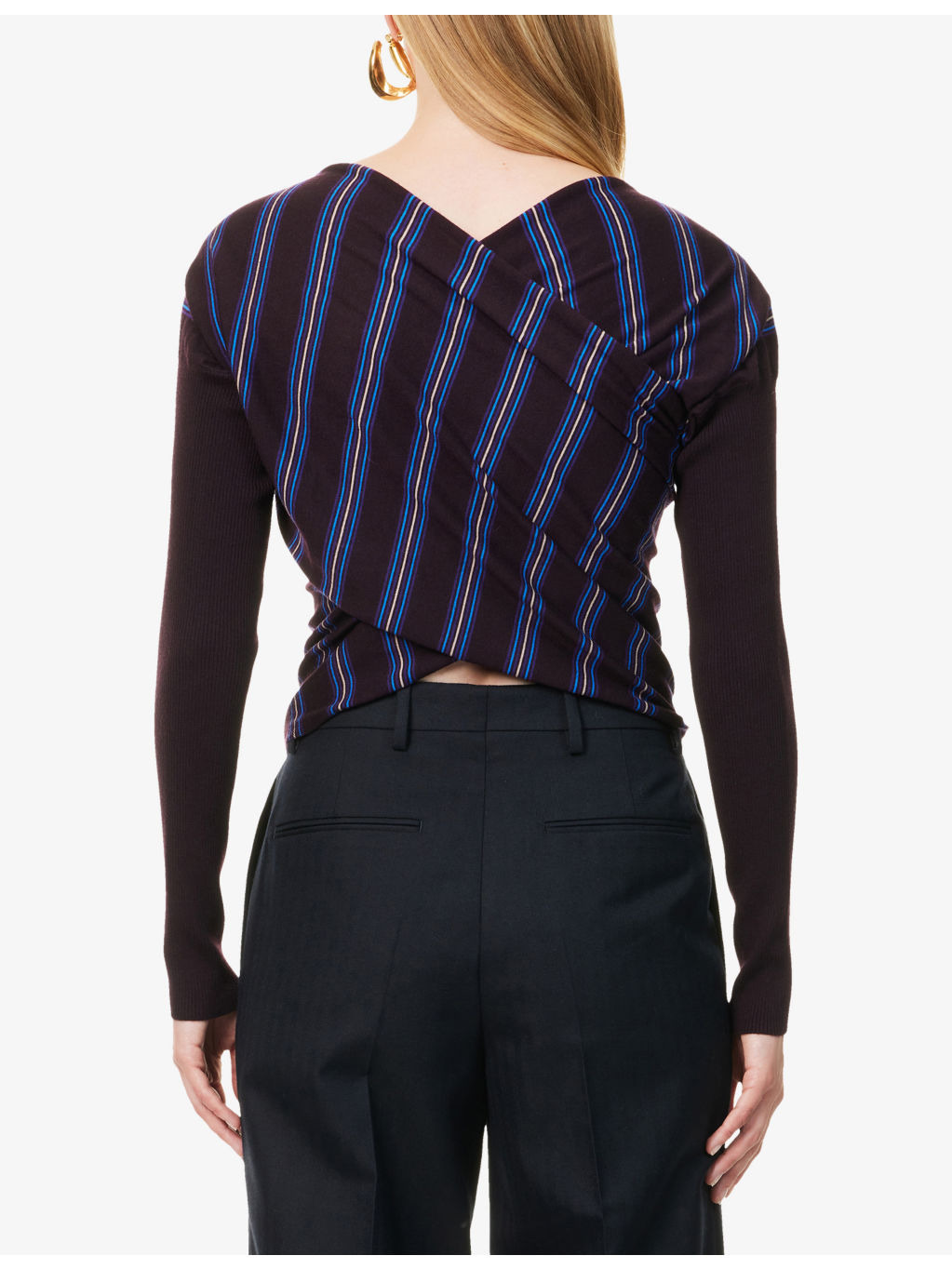 Striped Cropped Wool Top - 4