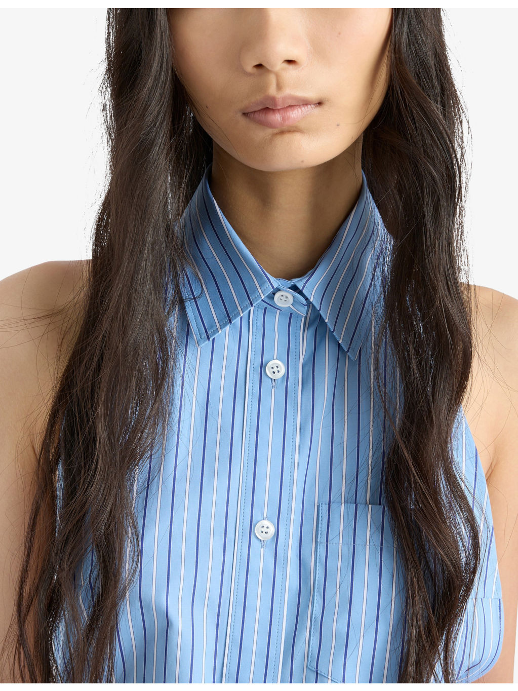 Sleeveless Striped Cotton-Poplin Mini Shirt Dress - 5