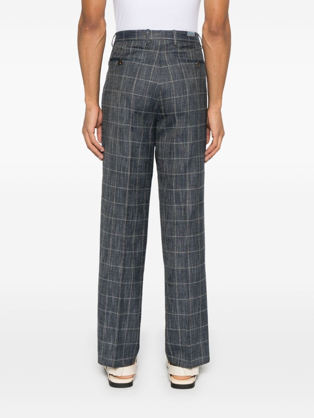 windowpane-pattern trousers - 4
