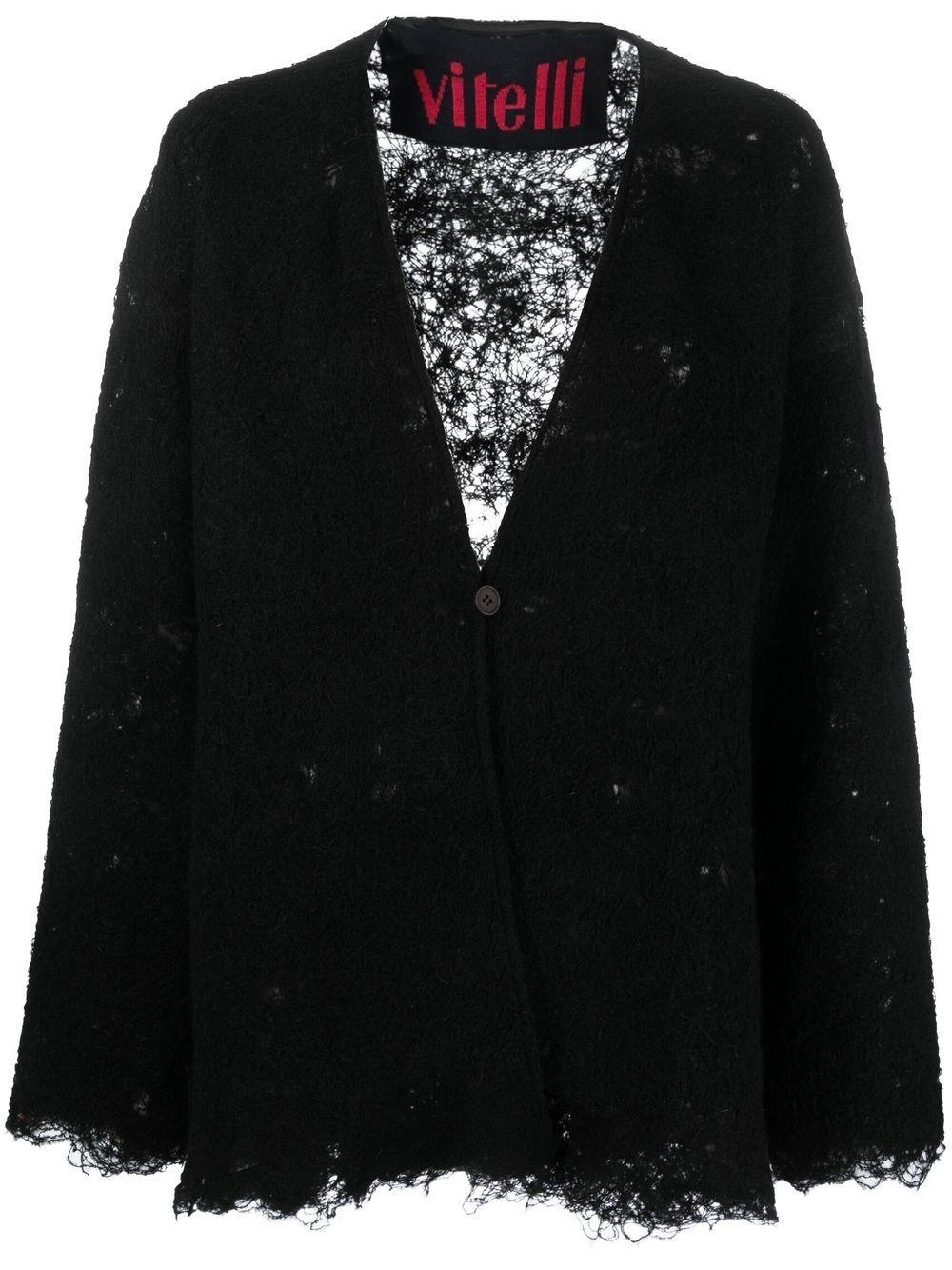 distressed-effect knit cardigan - 1