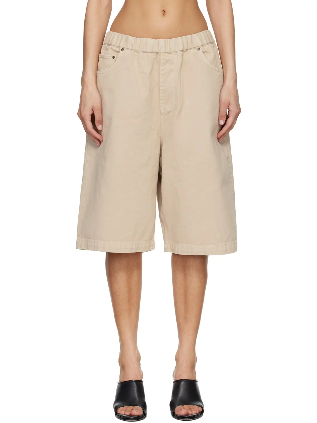 Beige Spar Denim Shorts - 1