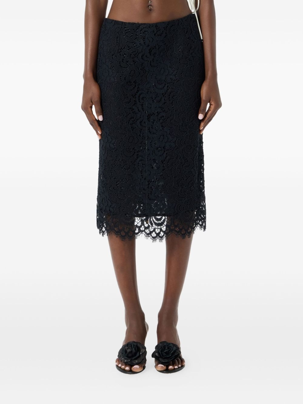 lace-embellished pencil skirt - 3