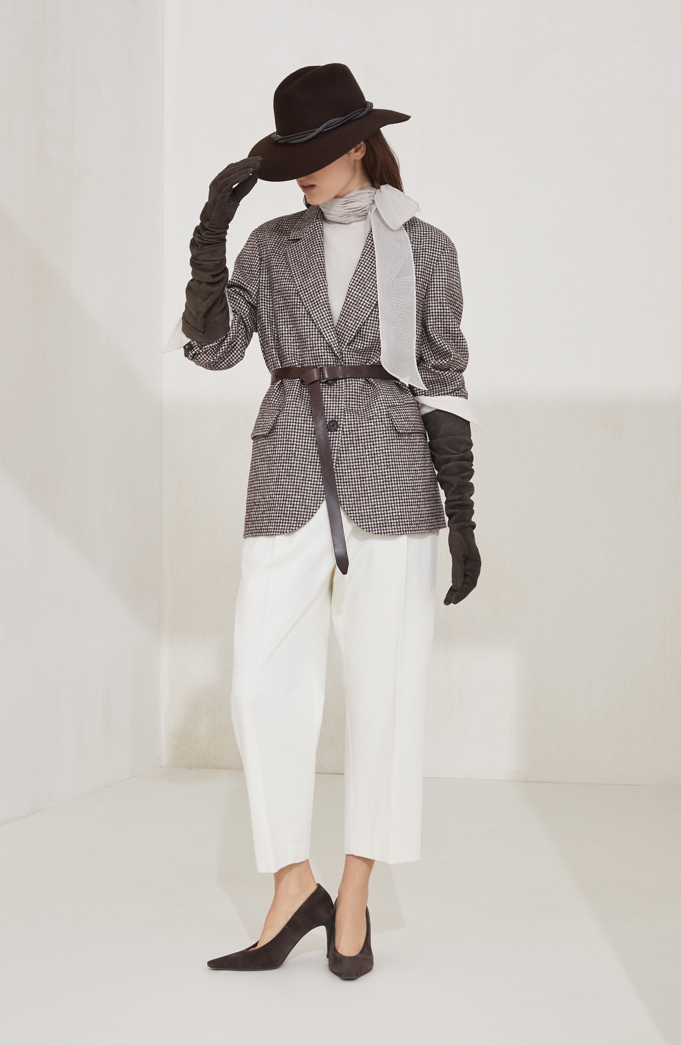 Brunello Cucinelli Houndstooth blazer with monili in Brown at Nordstrom - 6