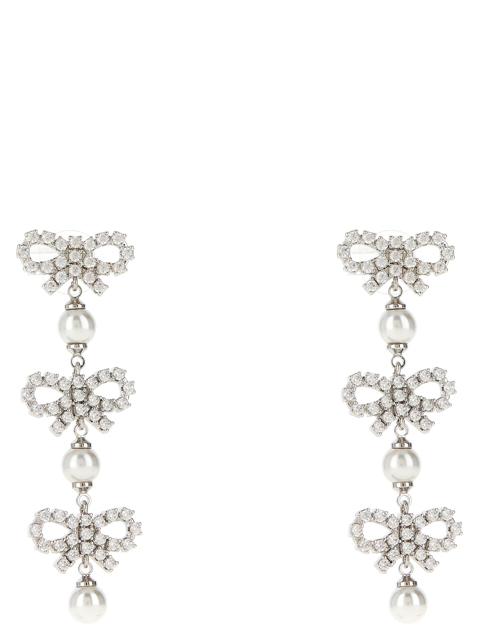 Self Portrait Women 'Micro Bow Pearl Tiered' Earrings - 1