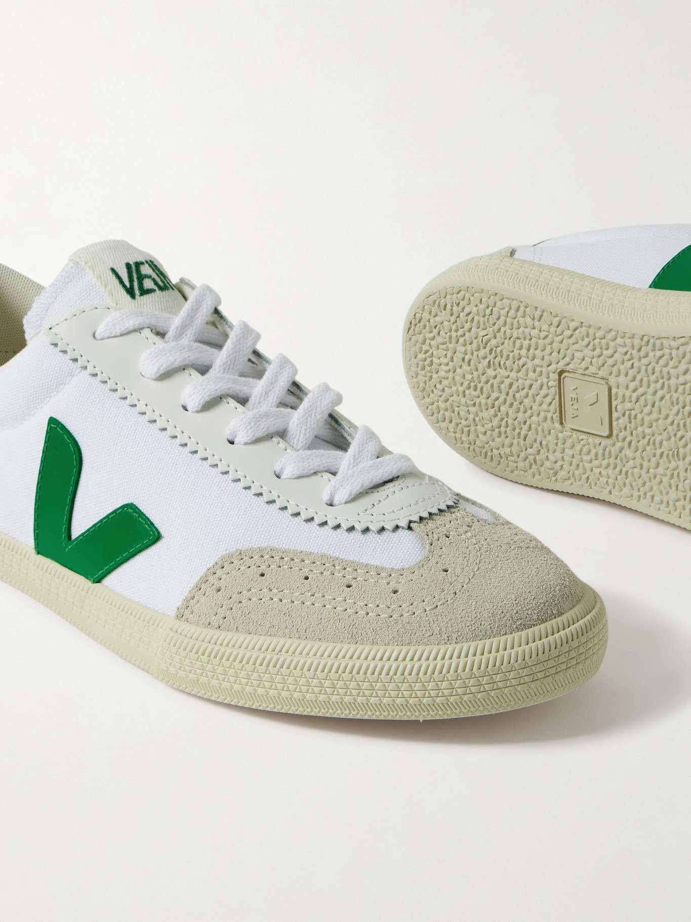 Volley leather and suede-trimmed canvas sneakers - 4