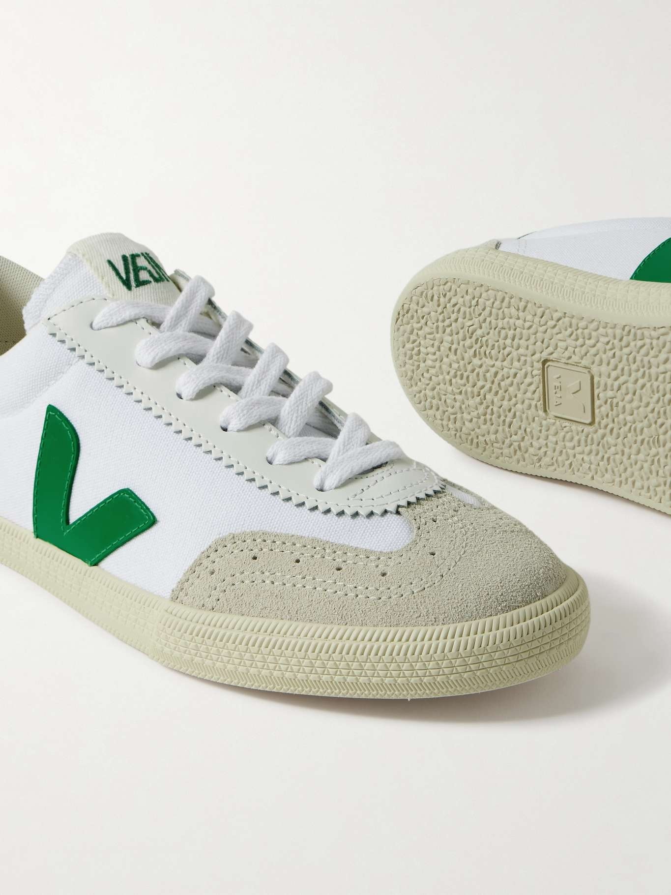 VEJA Volley leather and suede-trimmed canvas sneakers | REVERSIBLE