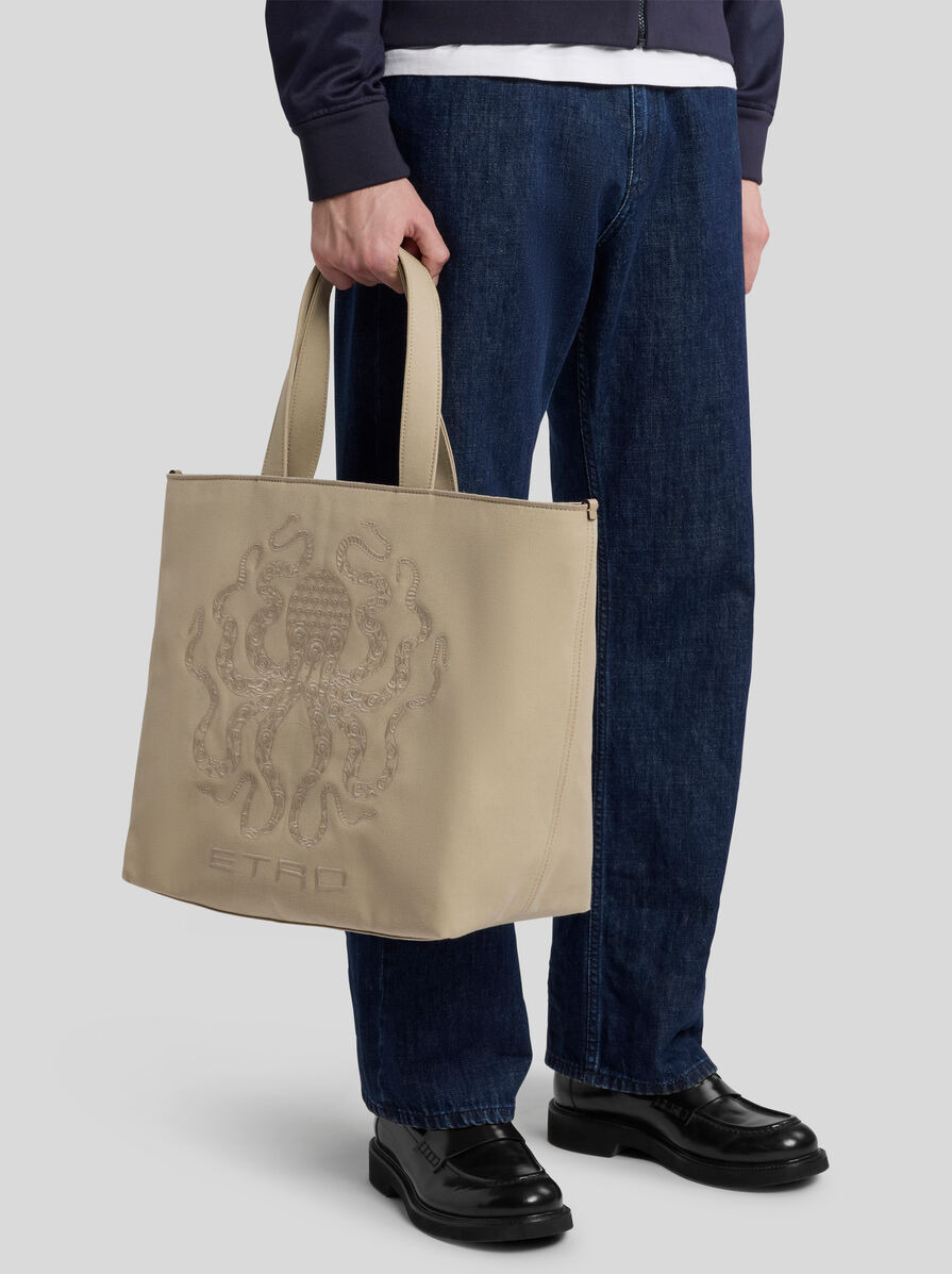MAXI TOTE BAG WITH OCTOPUS EMBROIDERY - 2