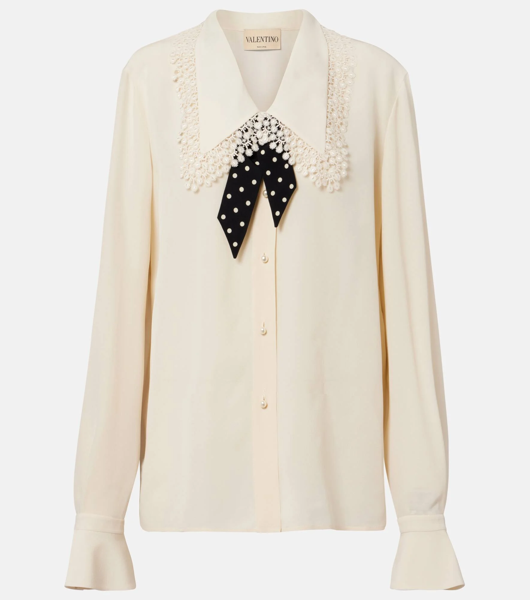 Ruffled silk crêpe de chine blouse - 1