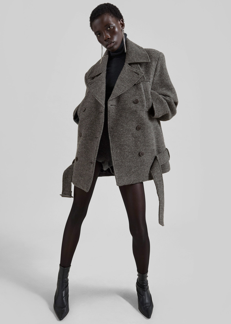 Scothern Brushed Wool Peacoat - Grey Melange 5