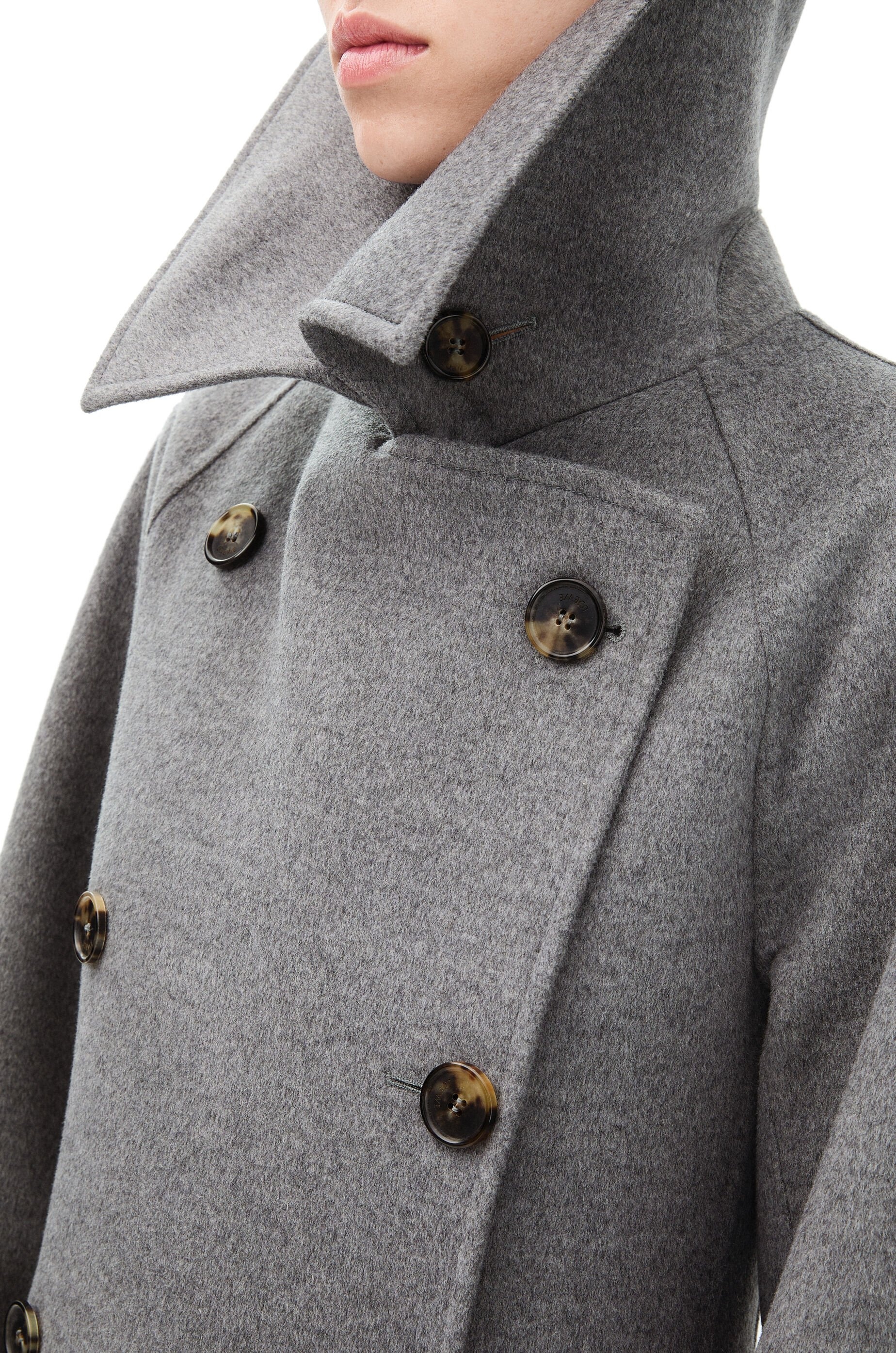 【関税込み】LOEWE Wool and cashmere double-breasted coat Double-breasted coat in wool and cashmere Black - LOEWE