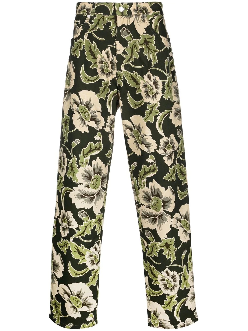 Botan floral-print loose-fit jeans - 1