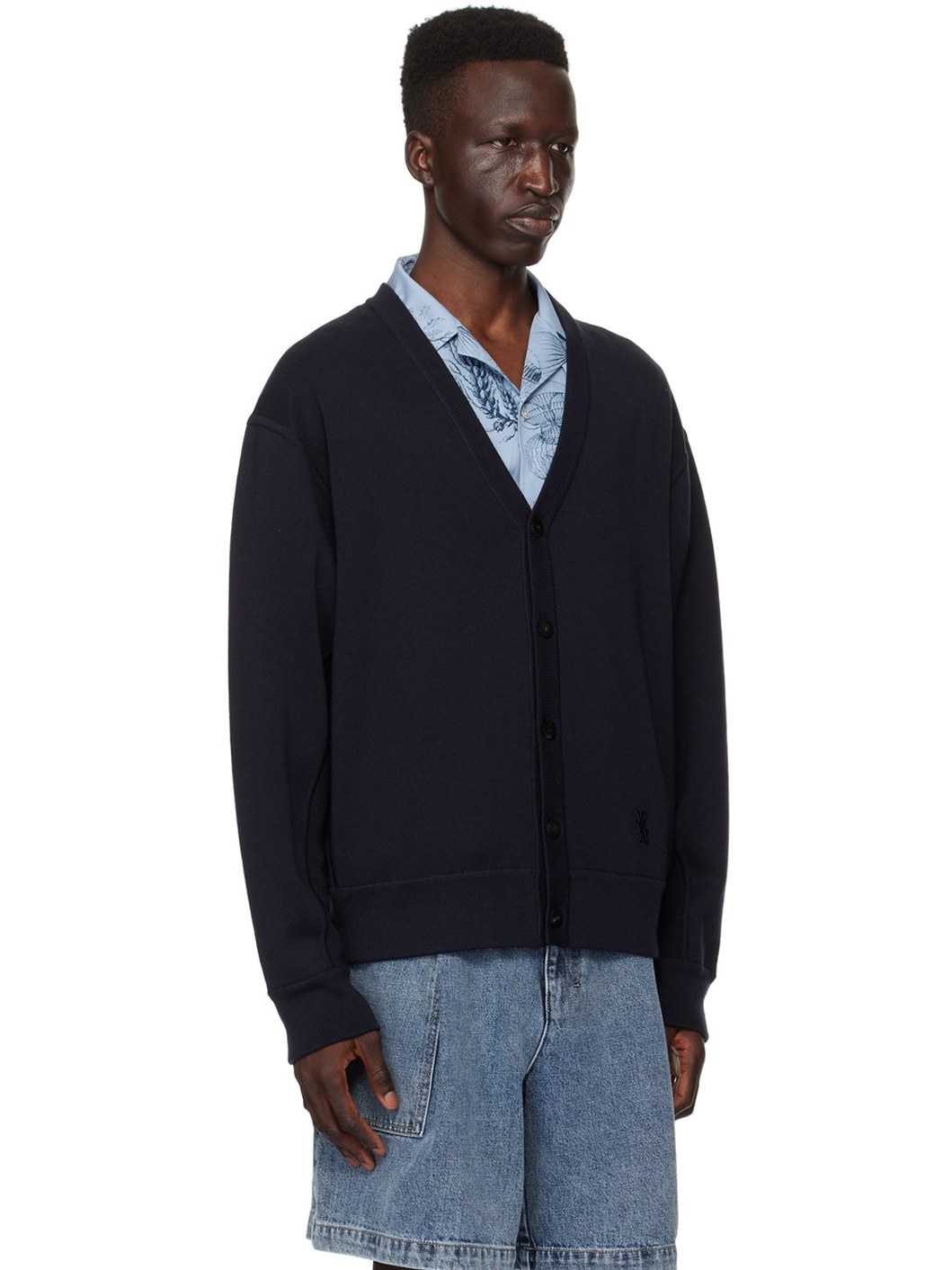 Navy Y-Neck Cardigan - 2