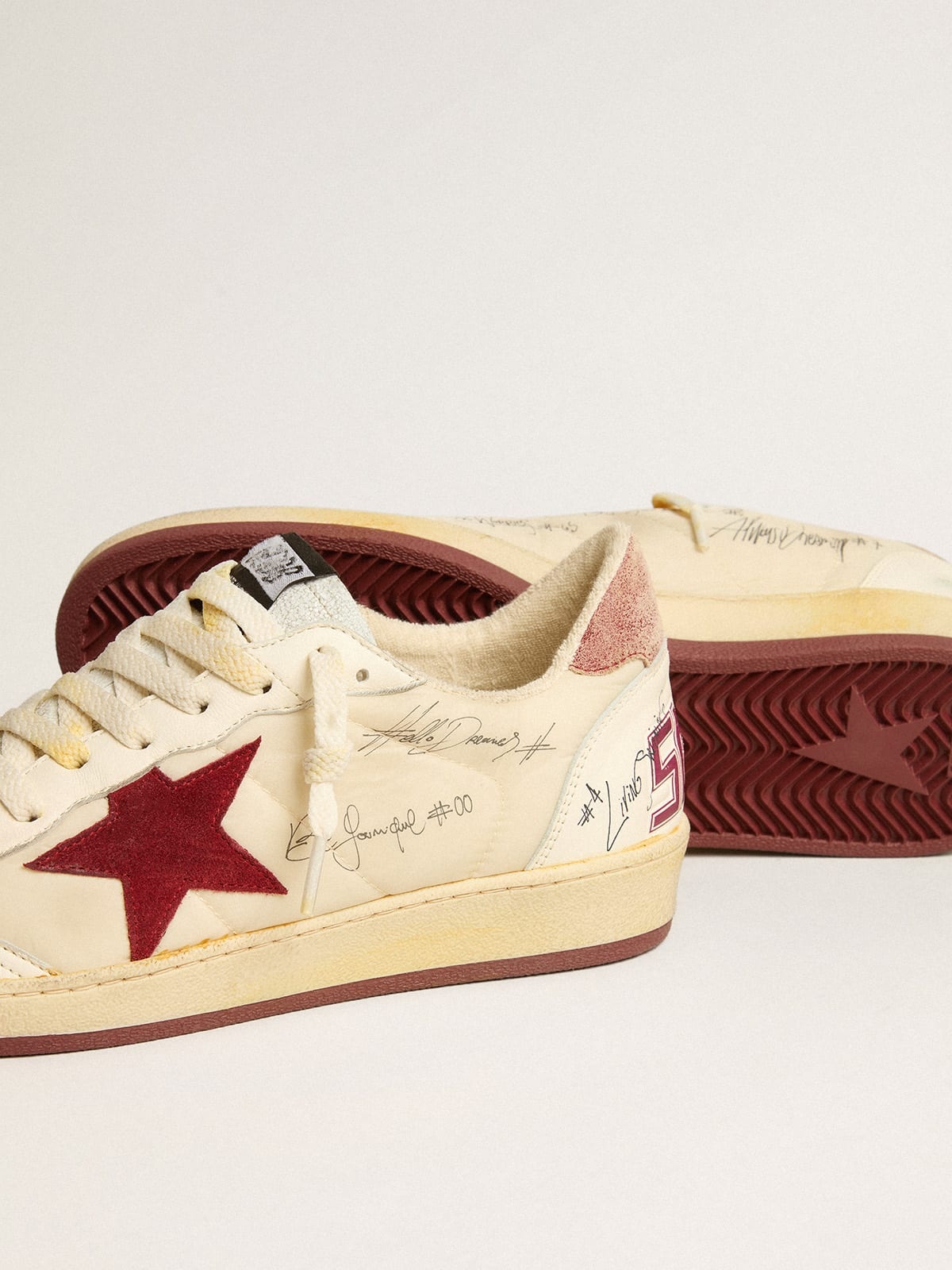 Ball Star LTD in nylon with pomegranate suede star and leather heel tab - 4