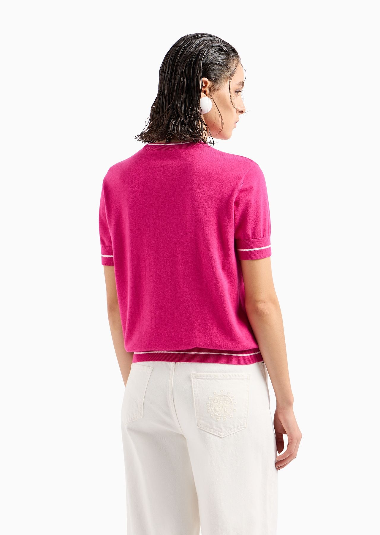 Short-sleeved jumper with all-over micro-eagle embroidery - 4