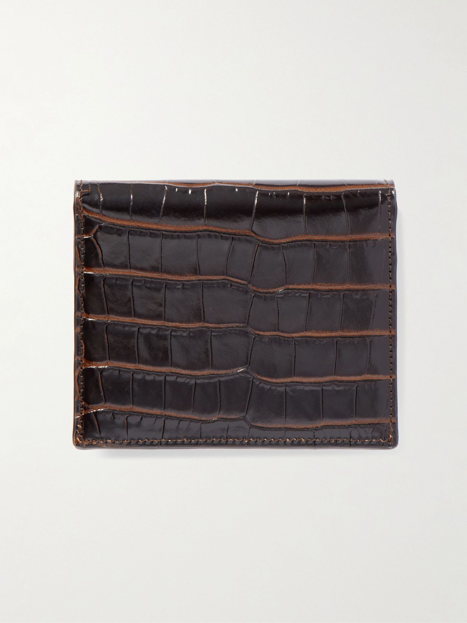 T-Lock croc-effect leather cardholder Dark brown - 3