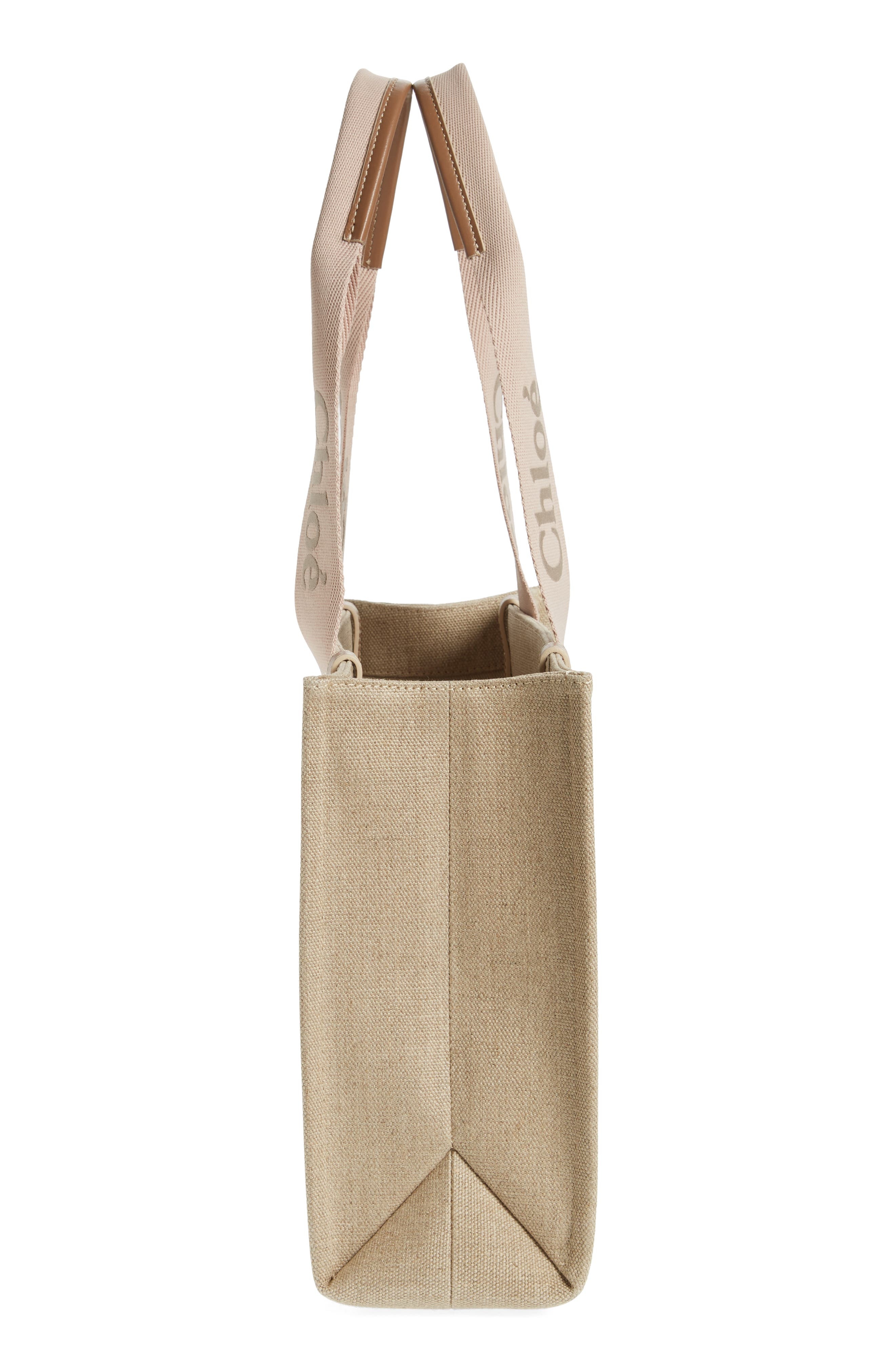 Chloé Medium Woody Linen Canvas Tote in Blushy Beige at Nordstrom - 6