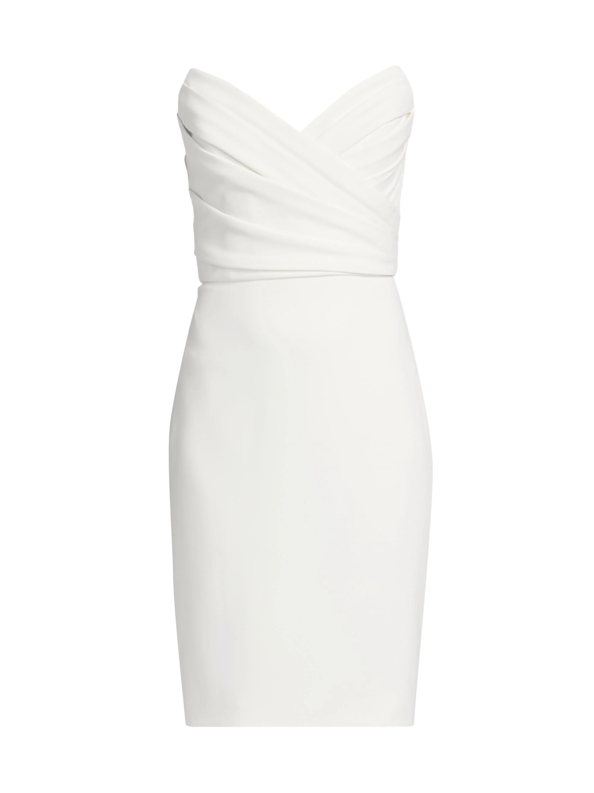 Women's Pleated Strapless Cocktail Dress - Silk White - 1
