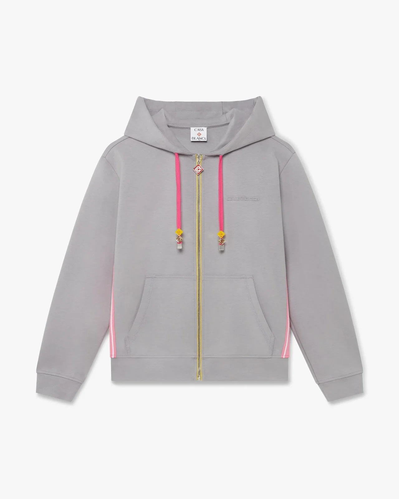 Grey Zip-Up Hooded Sweatshirt - 1