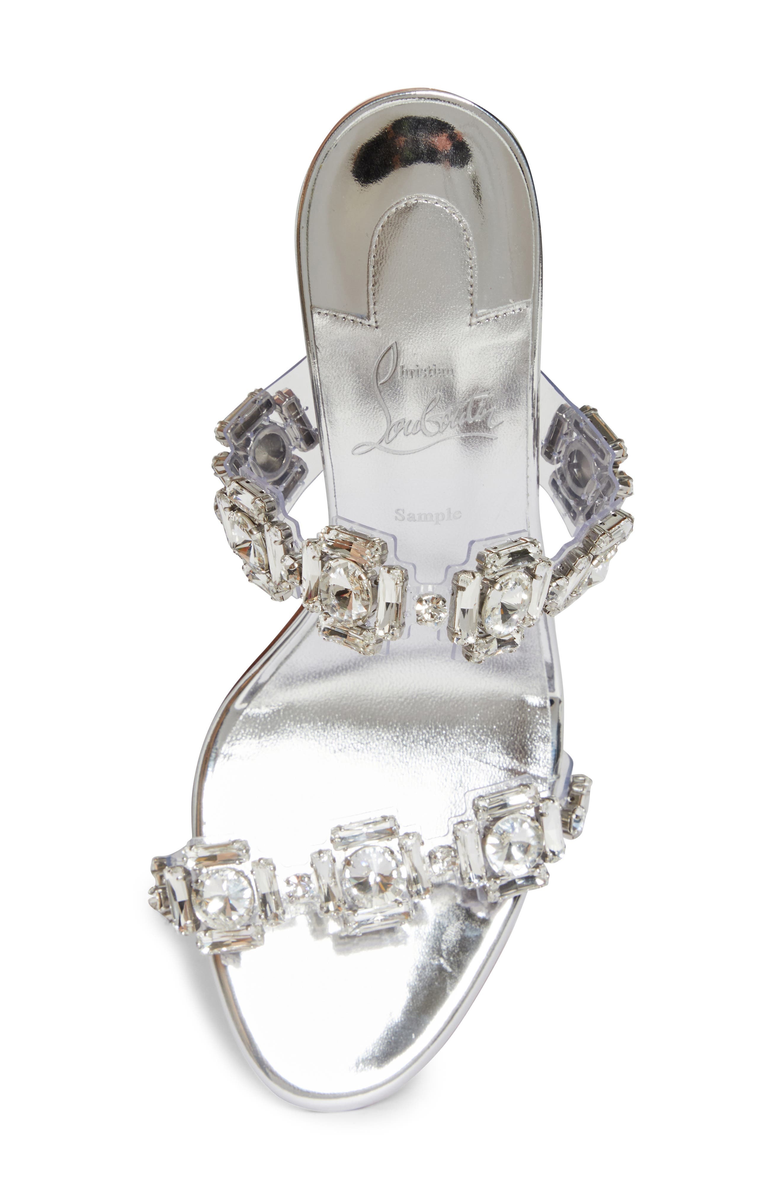 Christian Louboutin Just Jewel Crystal Embellished Stiletto Sandal in Crystal/Silver at Nordstrom - 5