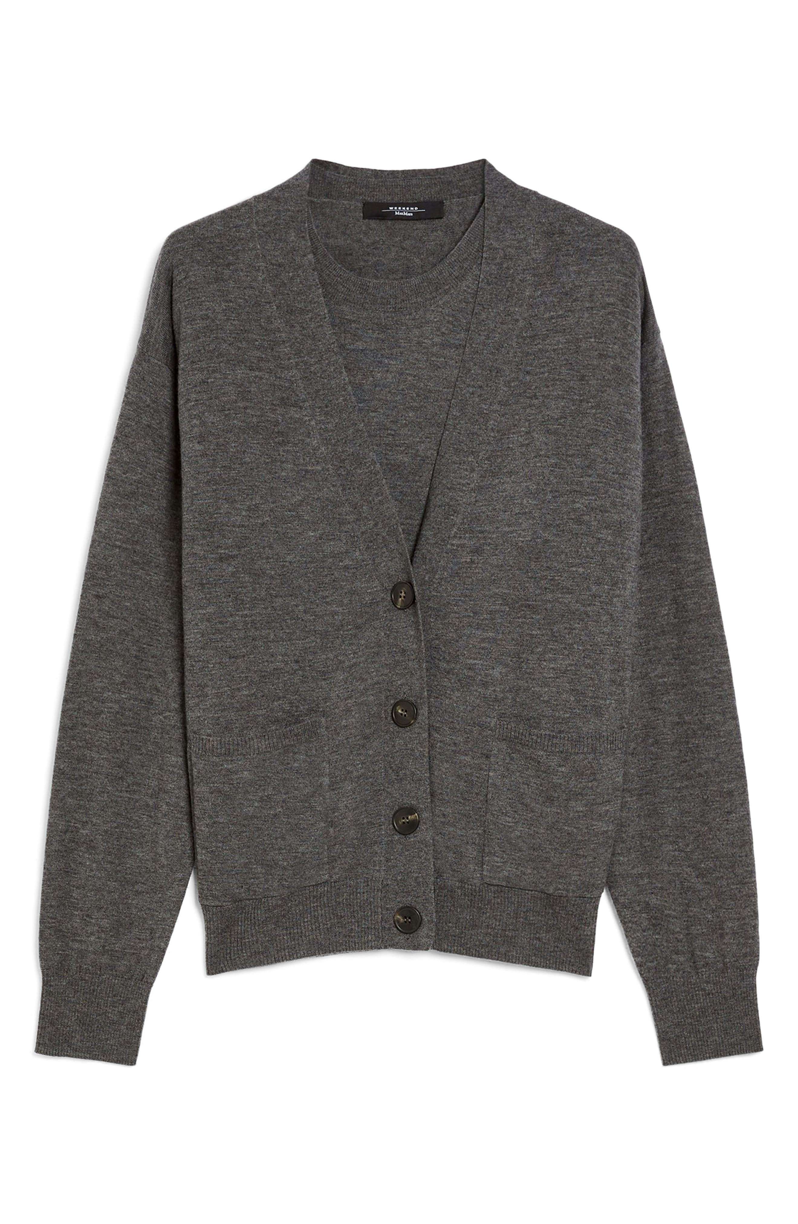 Weekend Max Mara Decano Wool & Cashmere Cardigan in Medium Grey at Nordstrom - 4