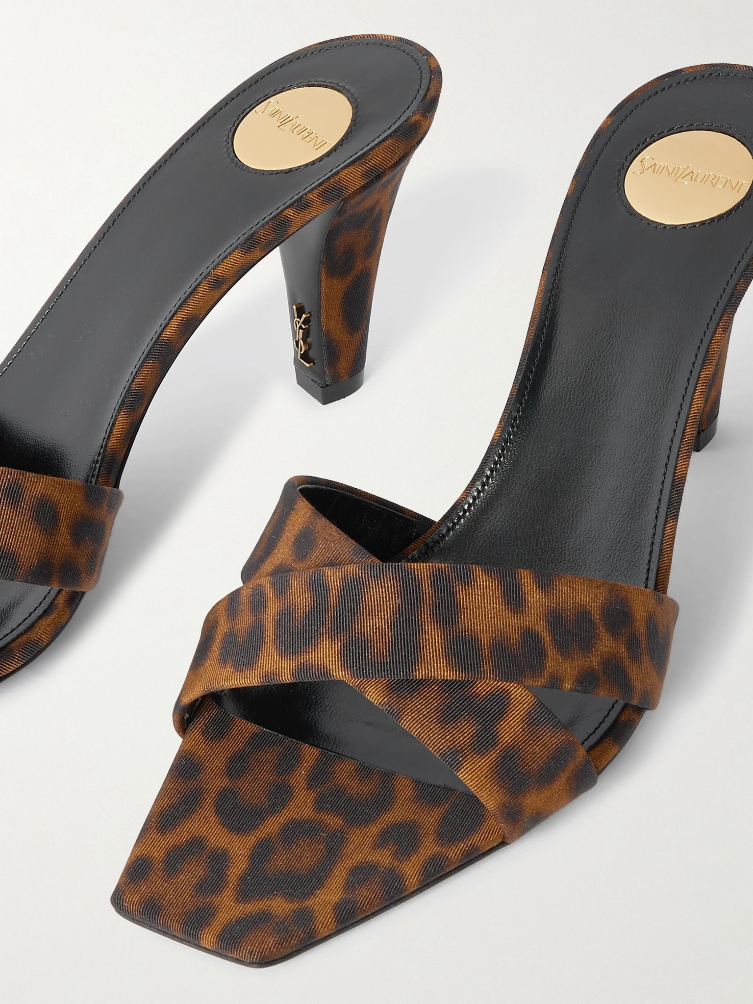 Jill leopard-print faille mules Dark brown - 4
