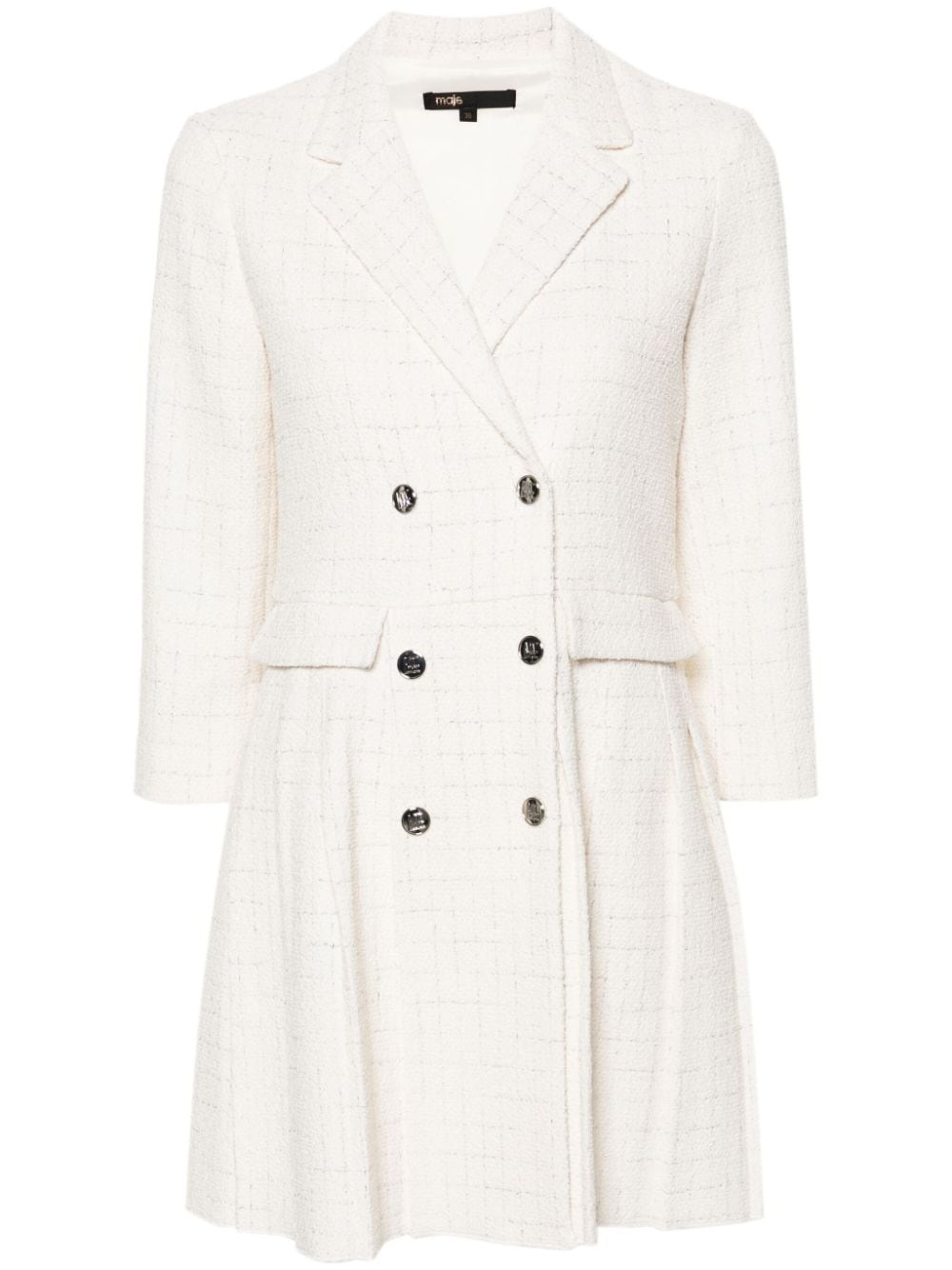 check-pattern bouclé blazer dress - 1