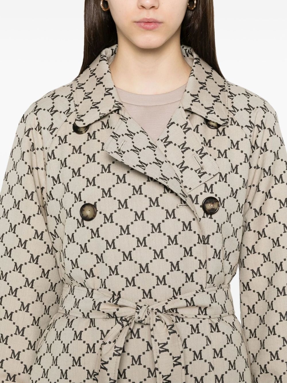 monogram double-breasted trench coat - 3