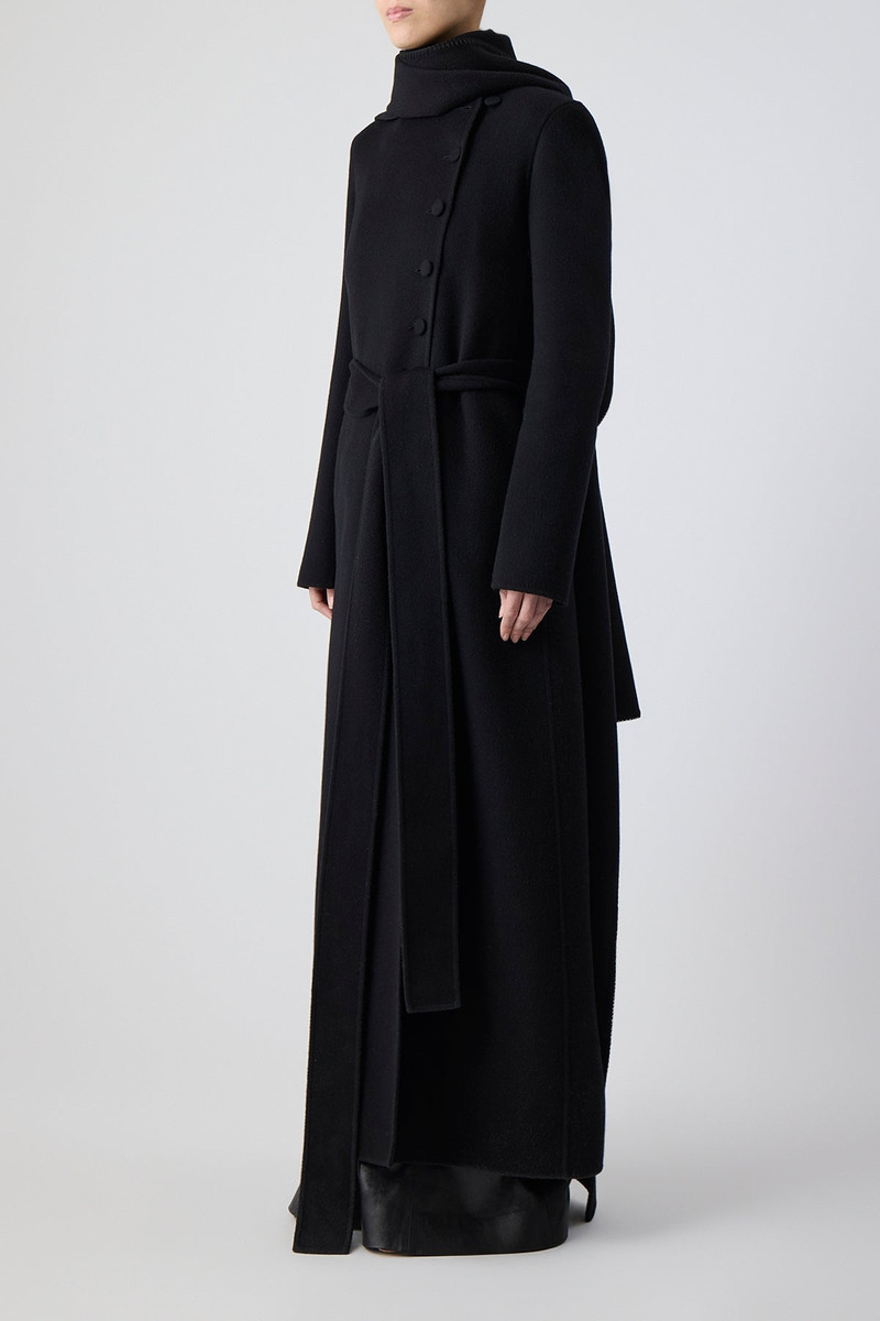 Raay Coat in Black Double-Face Recycled Cashmere 3