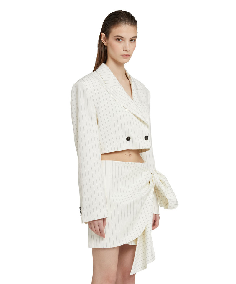Fresh wool pinstripe crop jacket 4