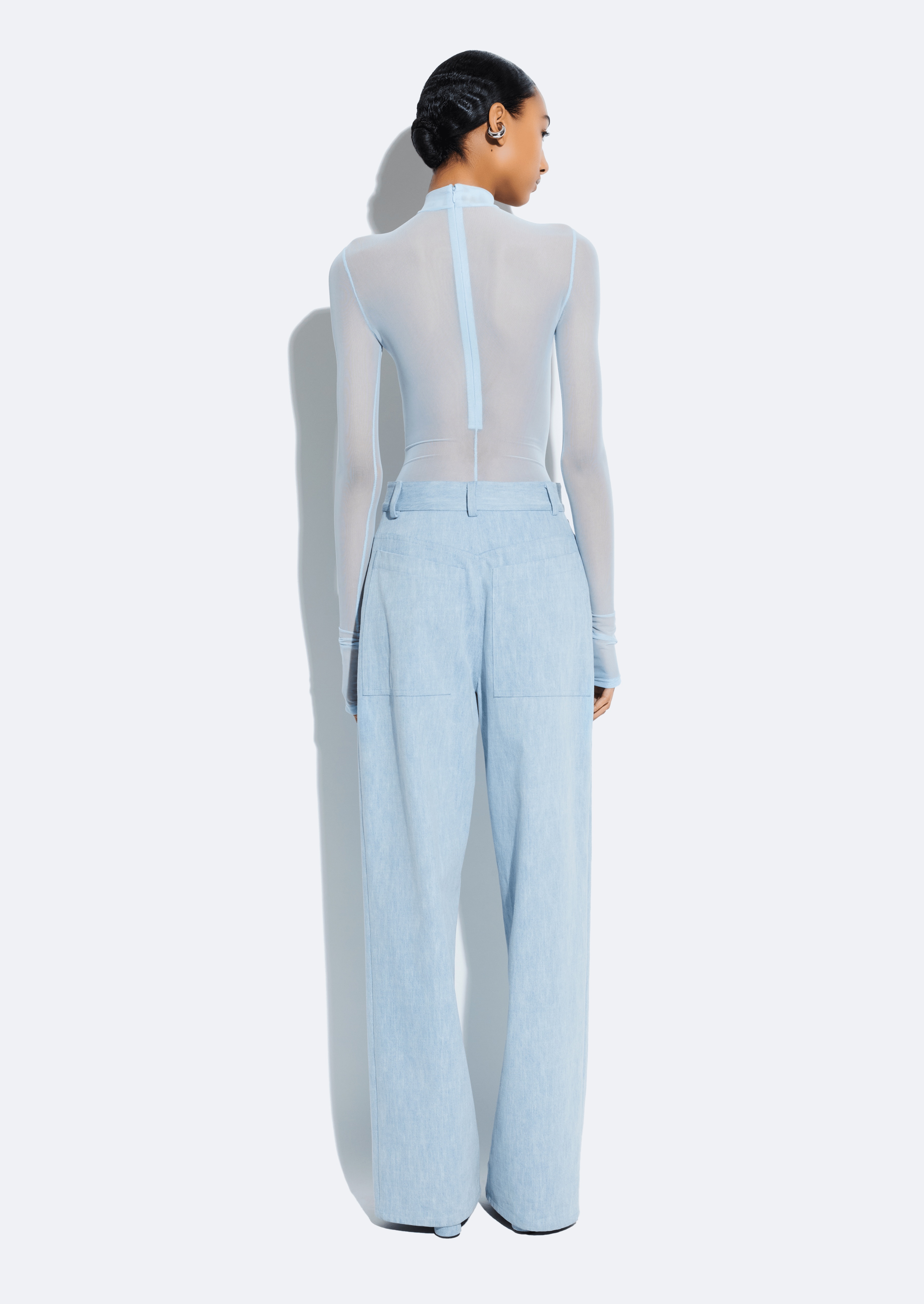 Washed Denim Straight Leg Pant - 3