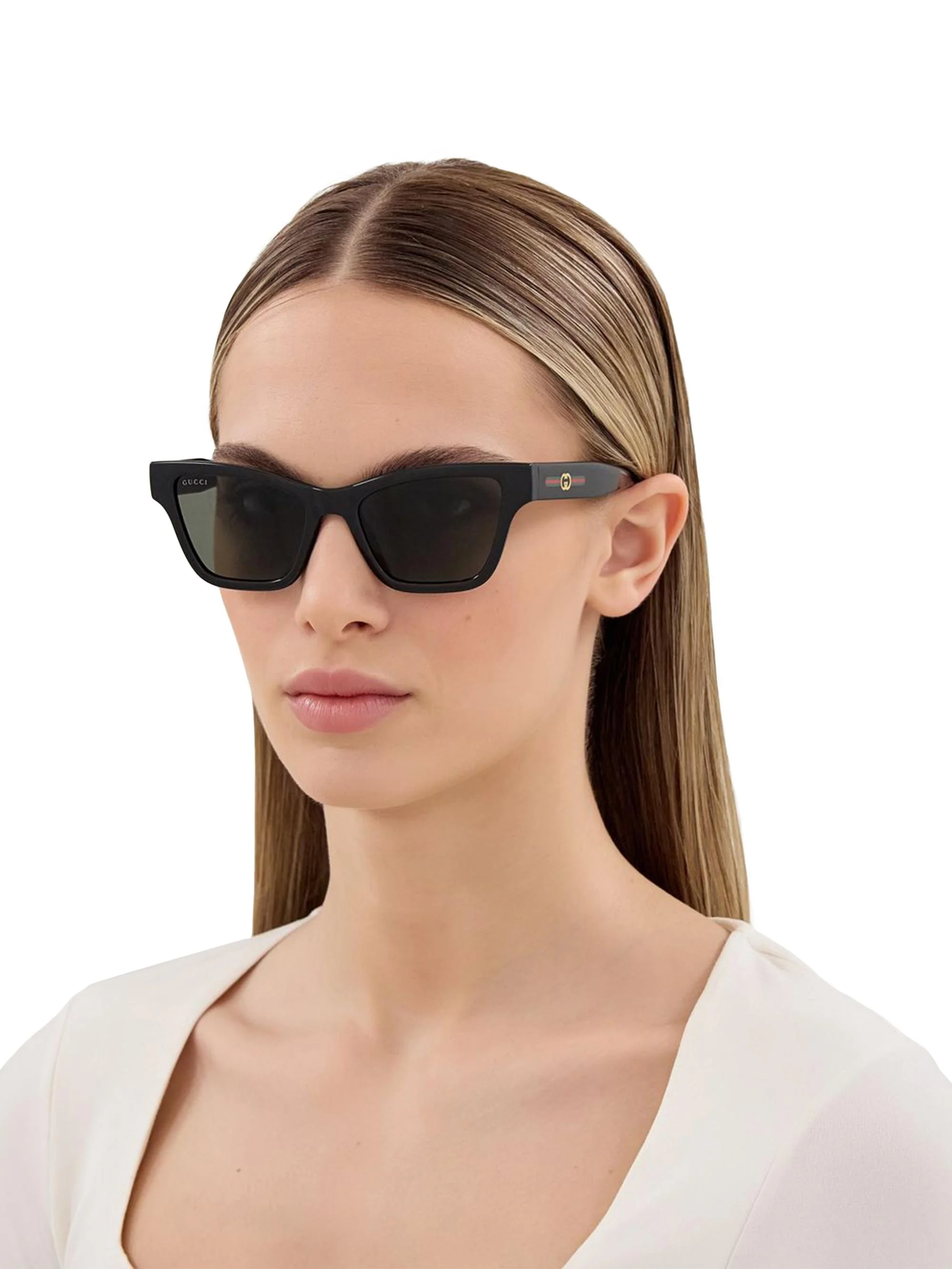 Women's Gucci Lines 53MM Cat-Eye Sunglasses - Black - 1