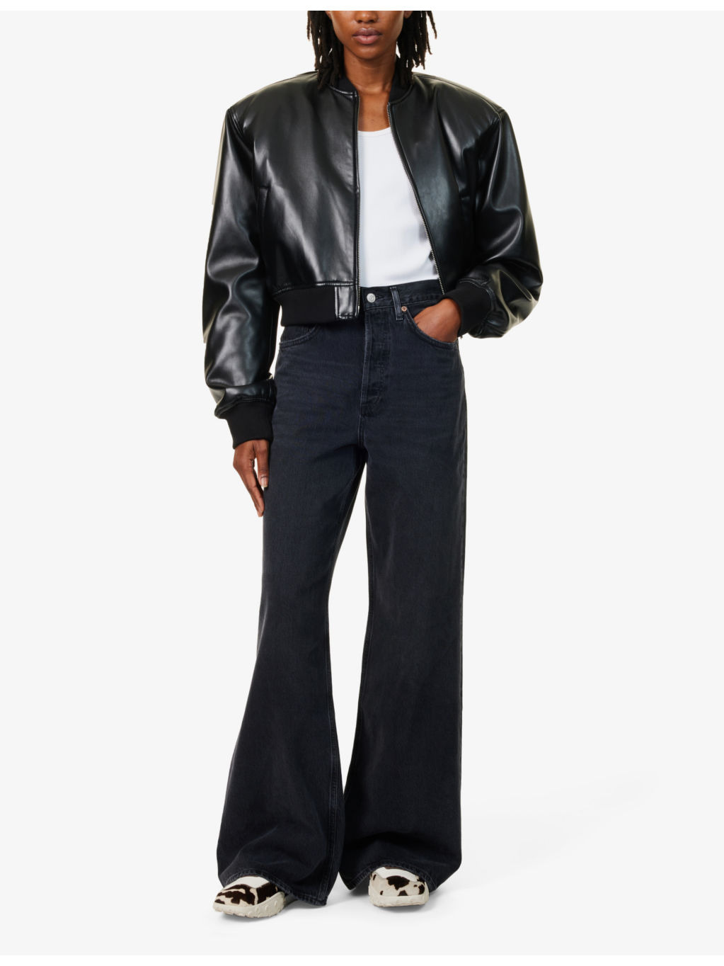 Dame five-pockets wide-leg high-rise regenerative-denim jeans - 2