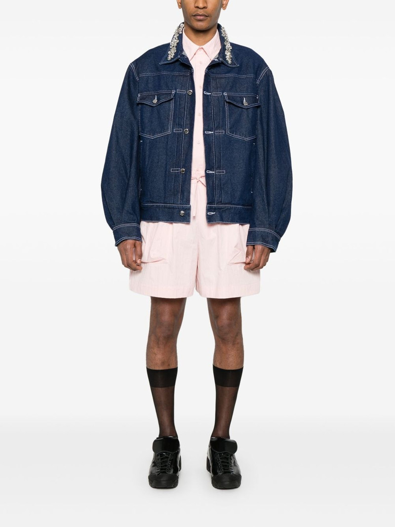 Simone Rocha crystal-embellished denim jacket outlook