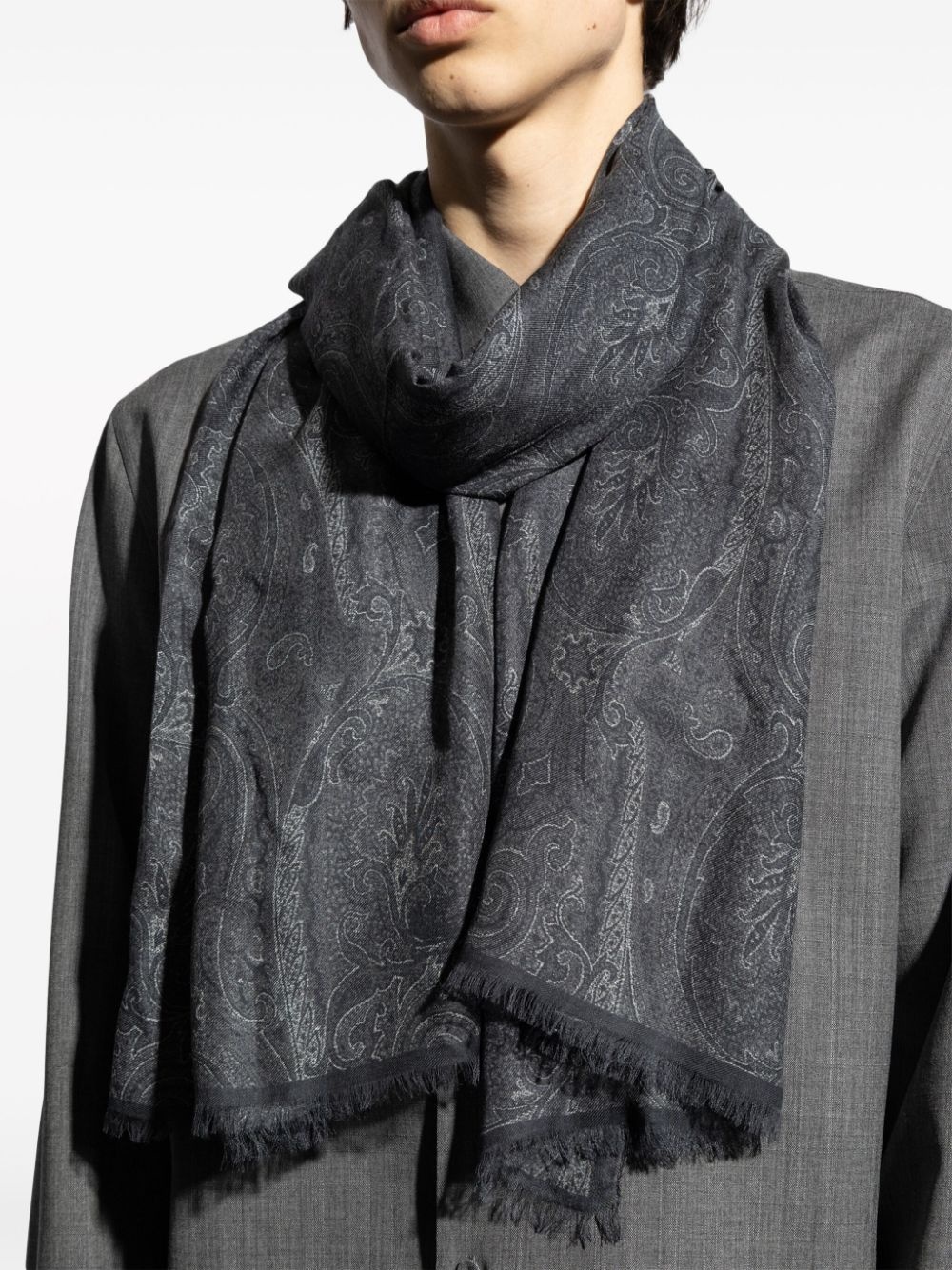 paisley-print frayed-edge scarf - 4