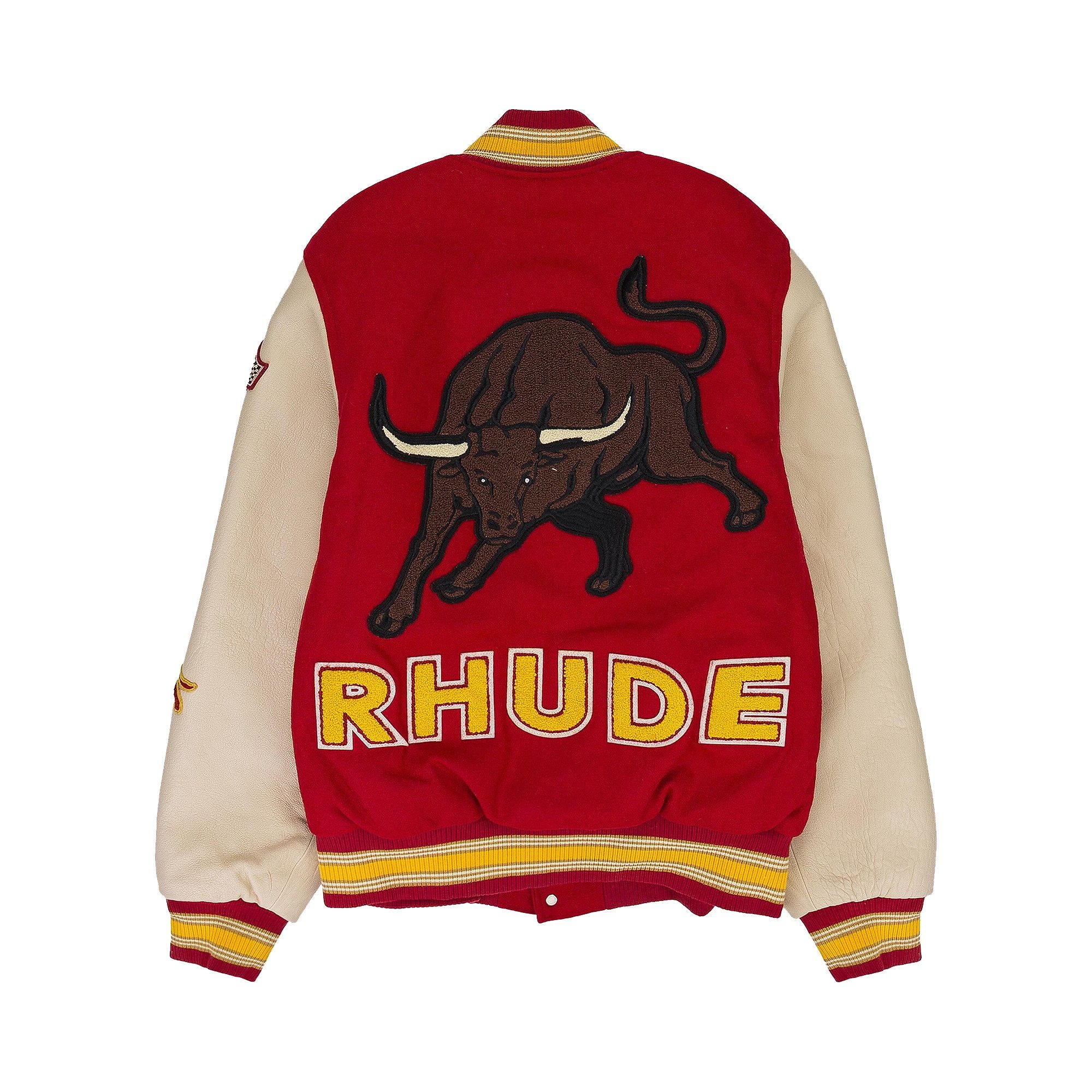 Rhude Bull Market Varsity Jacket 'Red/Cream' - 2