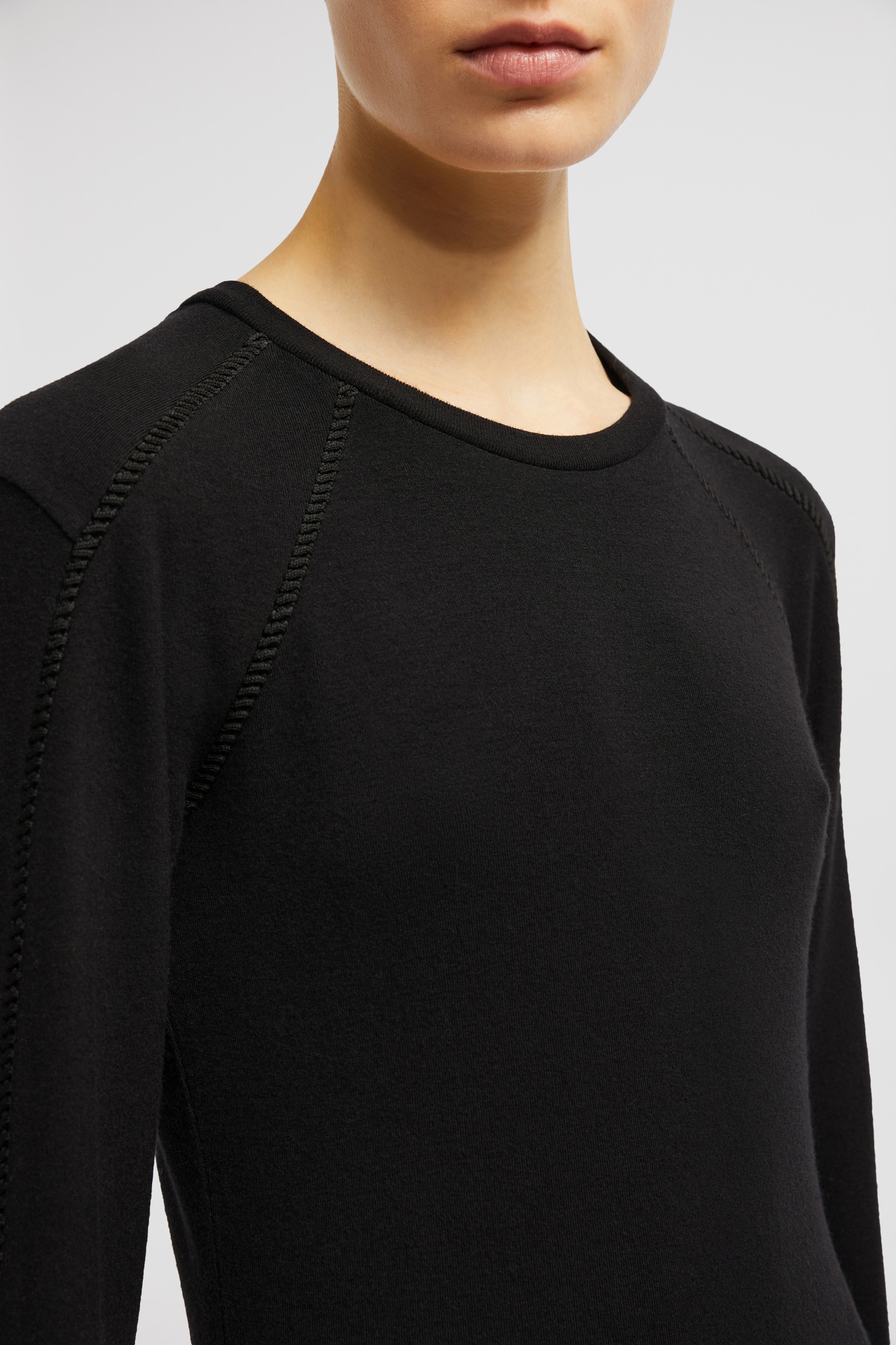 Embroidered Long Sleeve Wool T-Shirt - 6