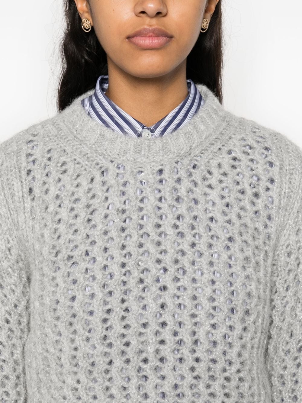 lurex open-knit jumper - 5