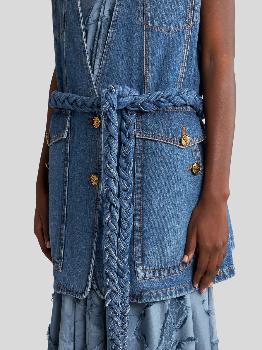 DENIM WAISTCOAT WITH BELT - 3