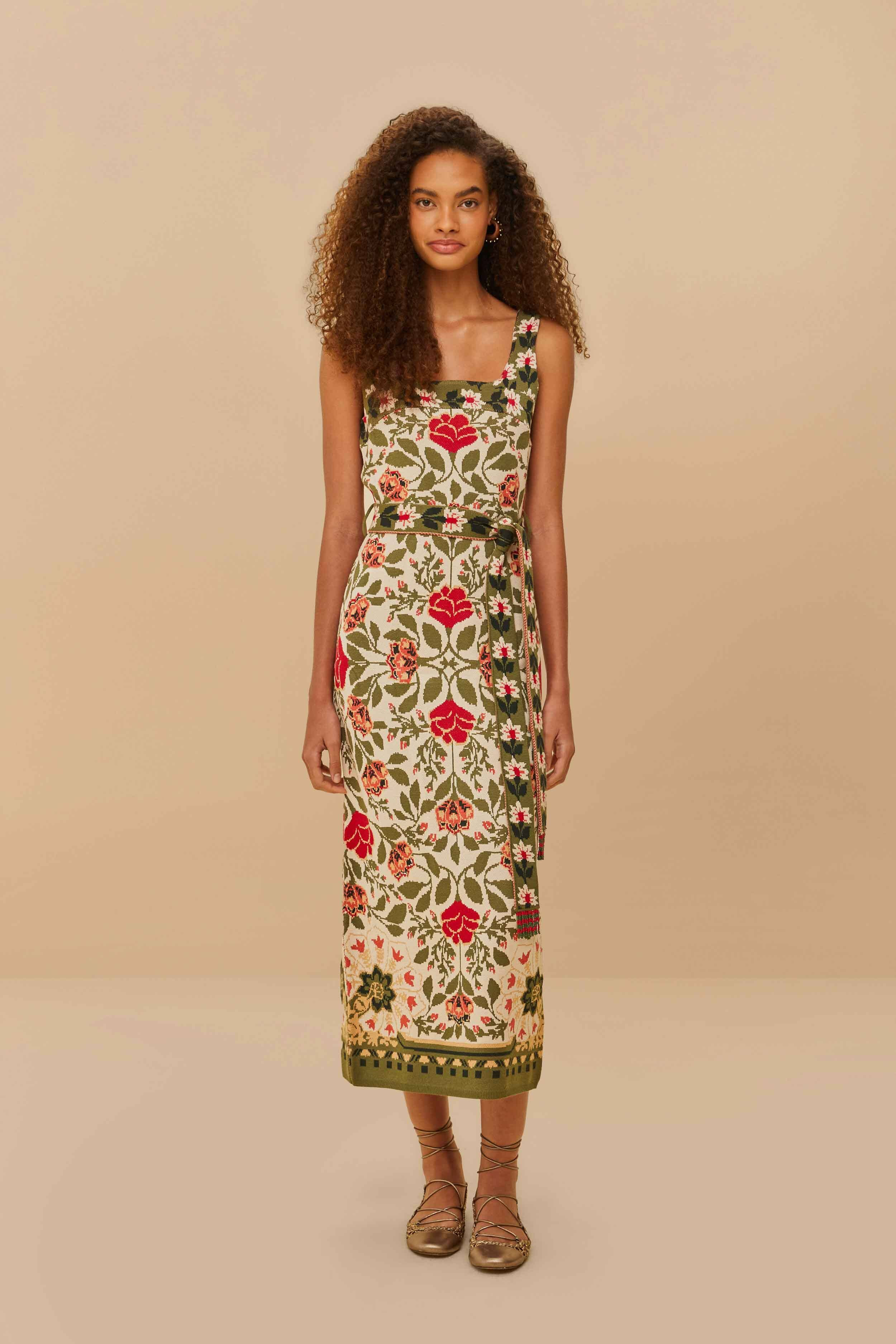 Sand Garden Tapestry Knit Dress - 1