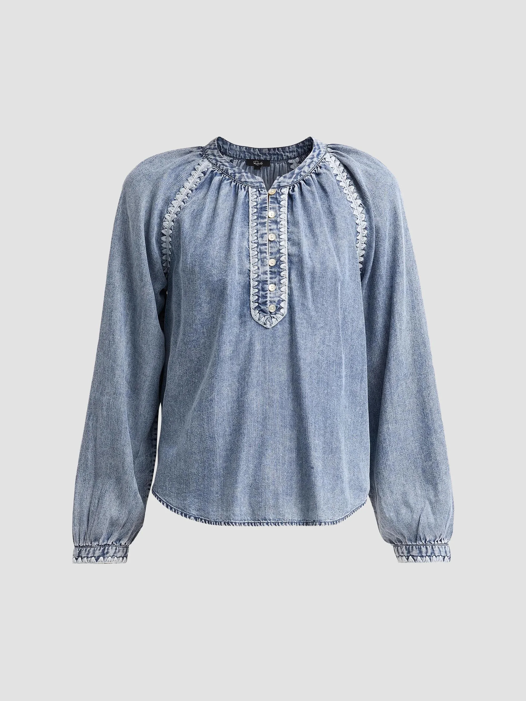 Women's Tali Embroidered Raglan-Sleeve Top - Blue Ridge - 1