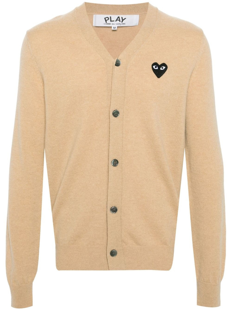 Heart-patch wool cardigan - 1