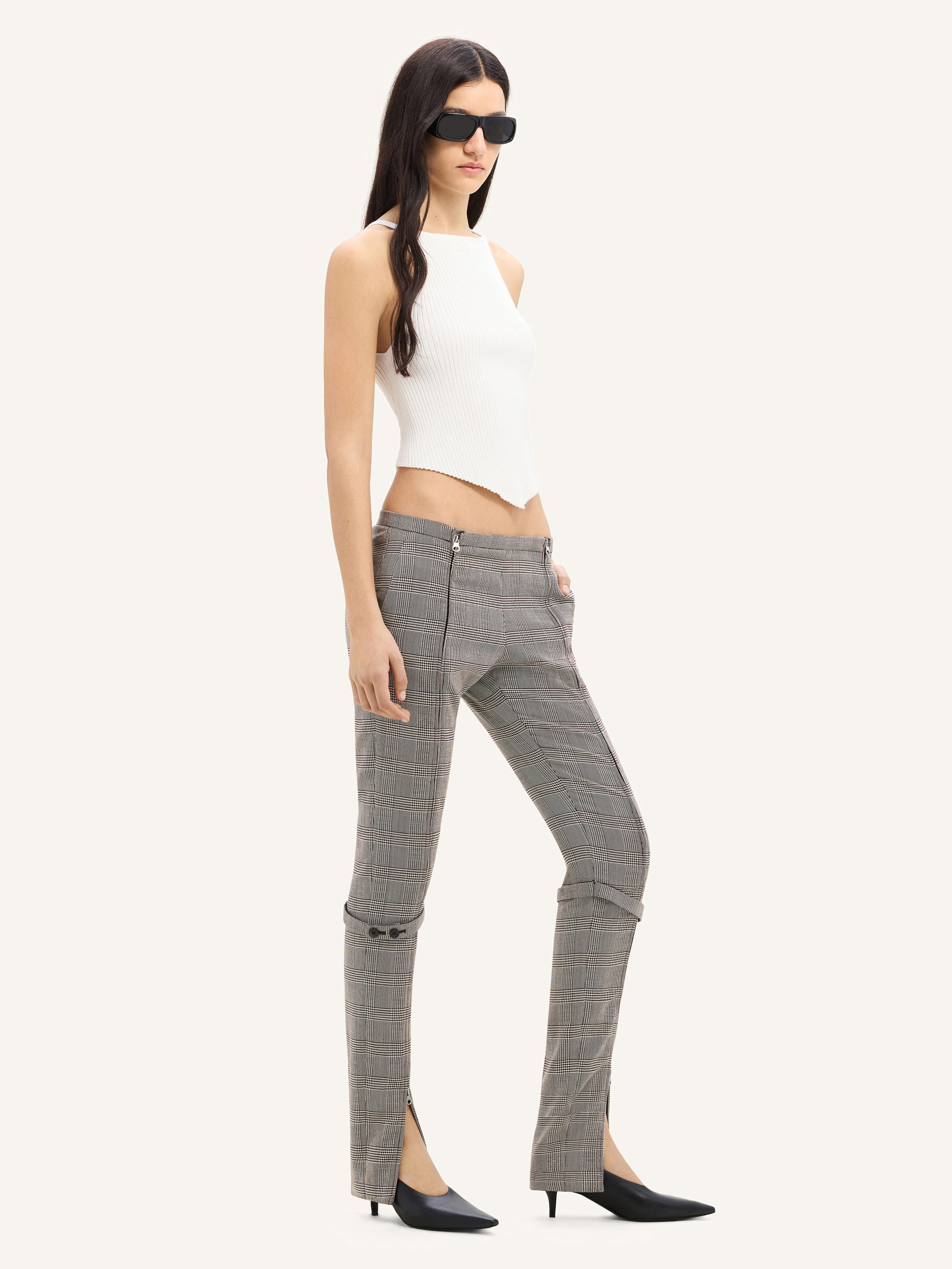 ZIPPED PRINCE OF WALES TAILORED PANTS - 3