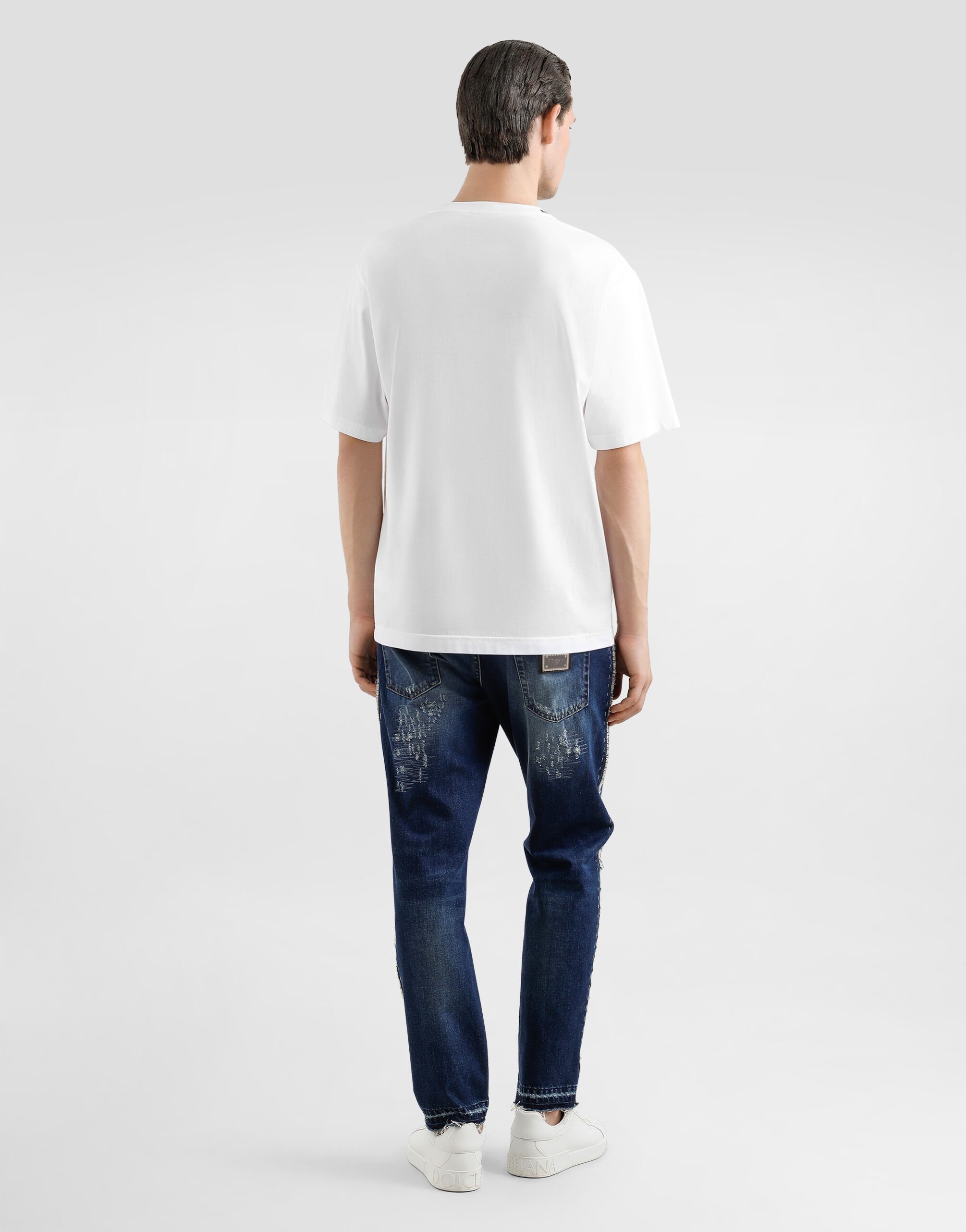 Cotton T-shirt with logo embroidery - 3