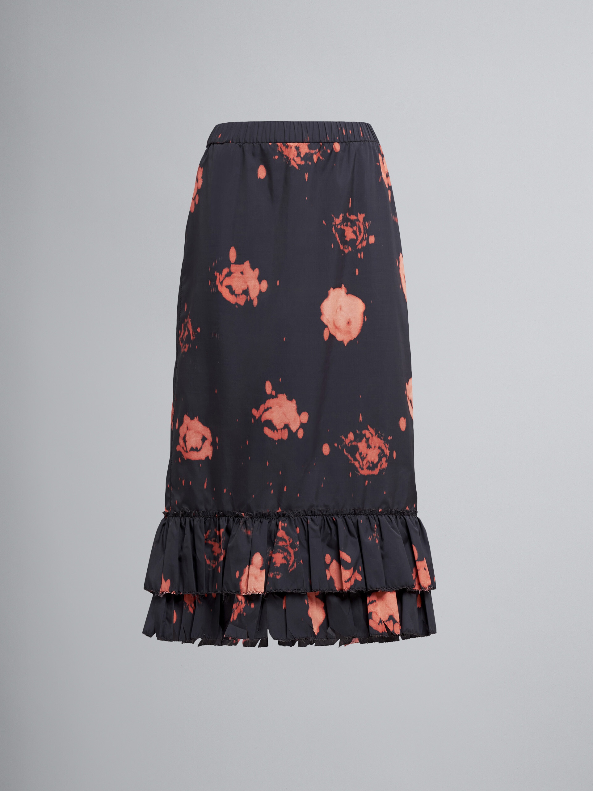 FADED ROSES PRINT TAFFETA SKIRT - 1