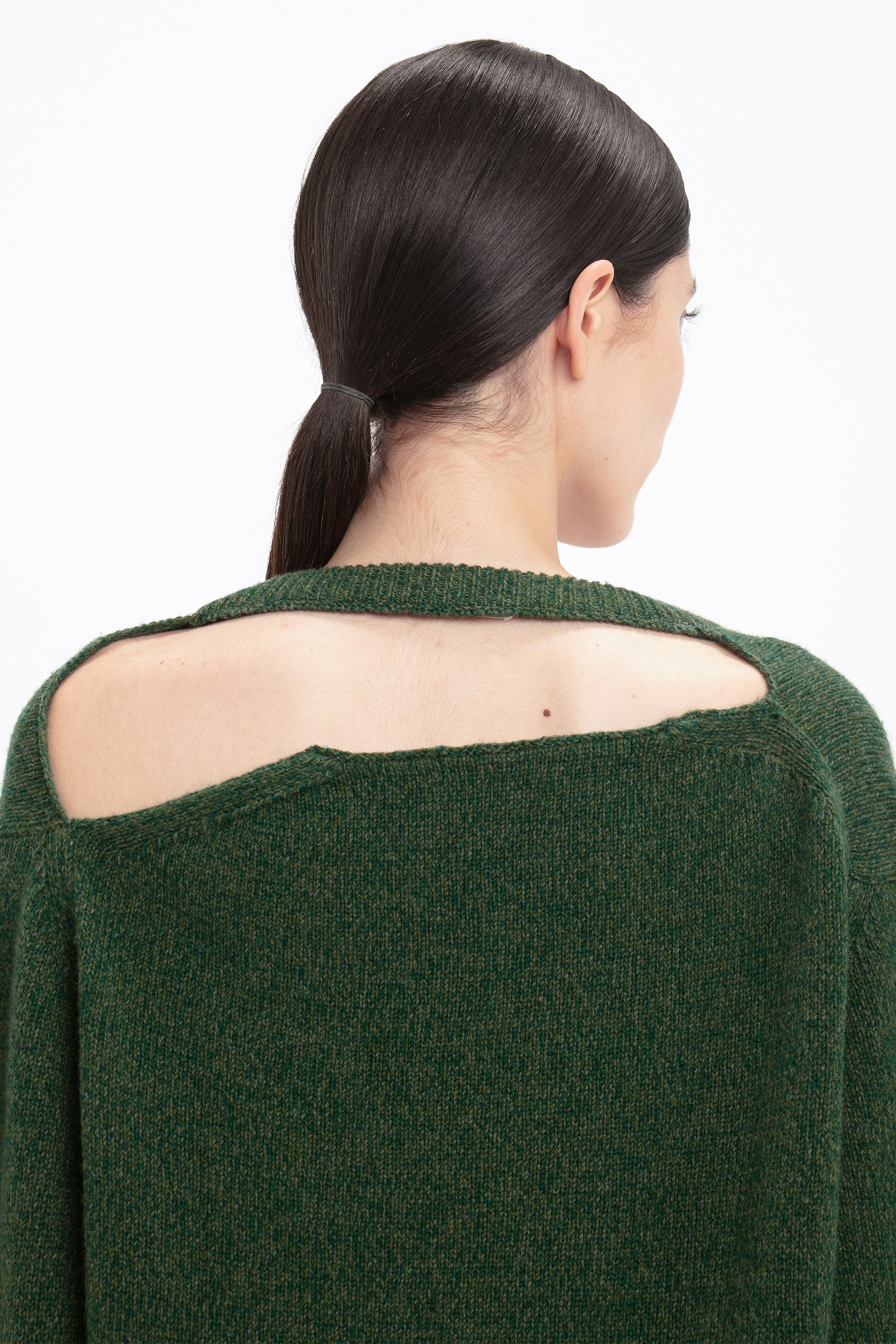 Convertible V-Neck Jumper In Spruce Green - 5