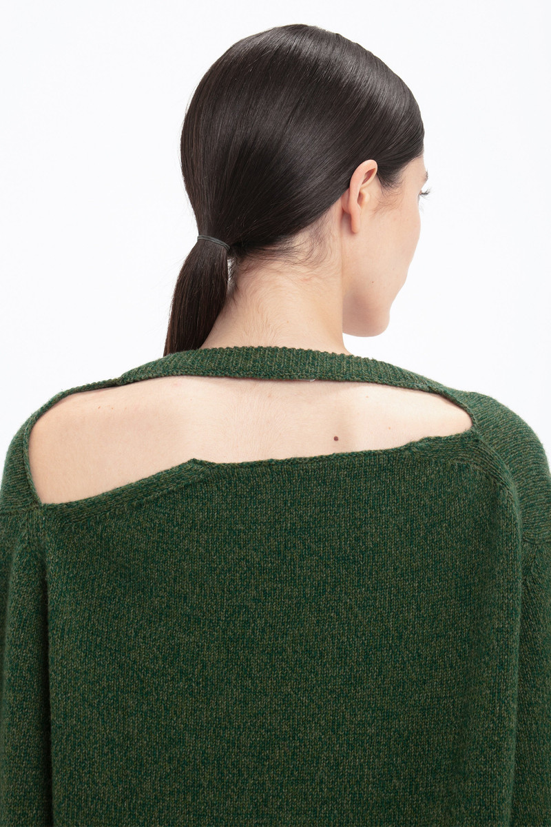Convertible V-Neck Jumper In Spruce Green 5