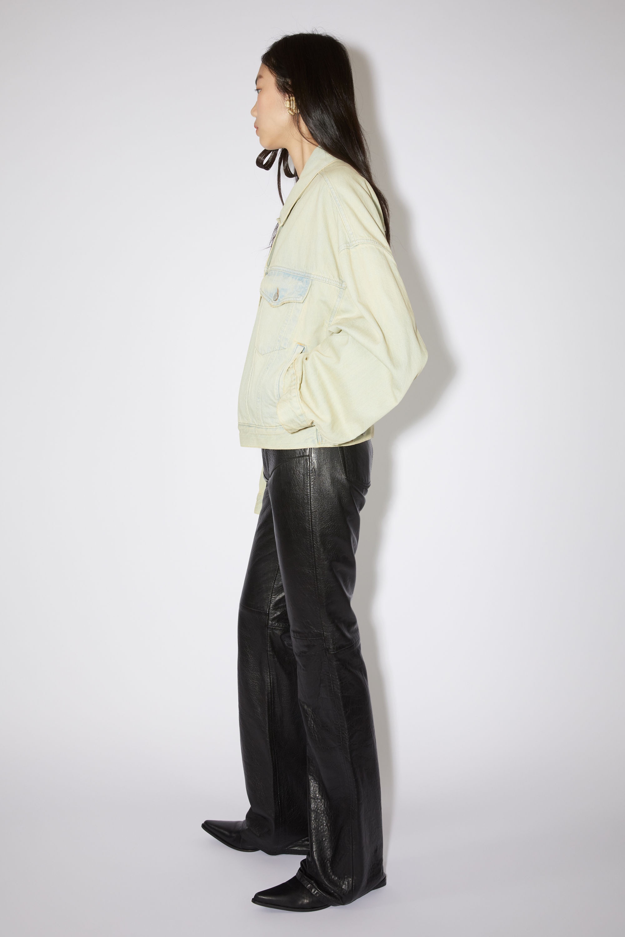 Oversized denim jacket - Morris cropped - Pale yellow/pale blue - 4